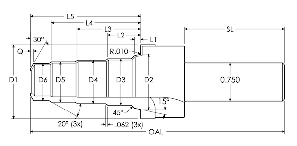 4 way cavity cutter dimensions