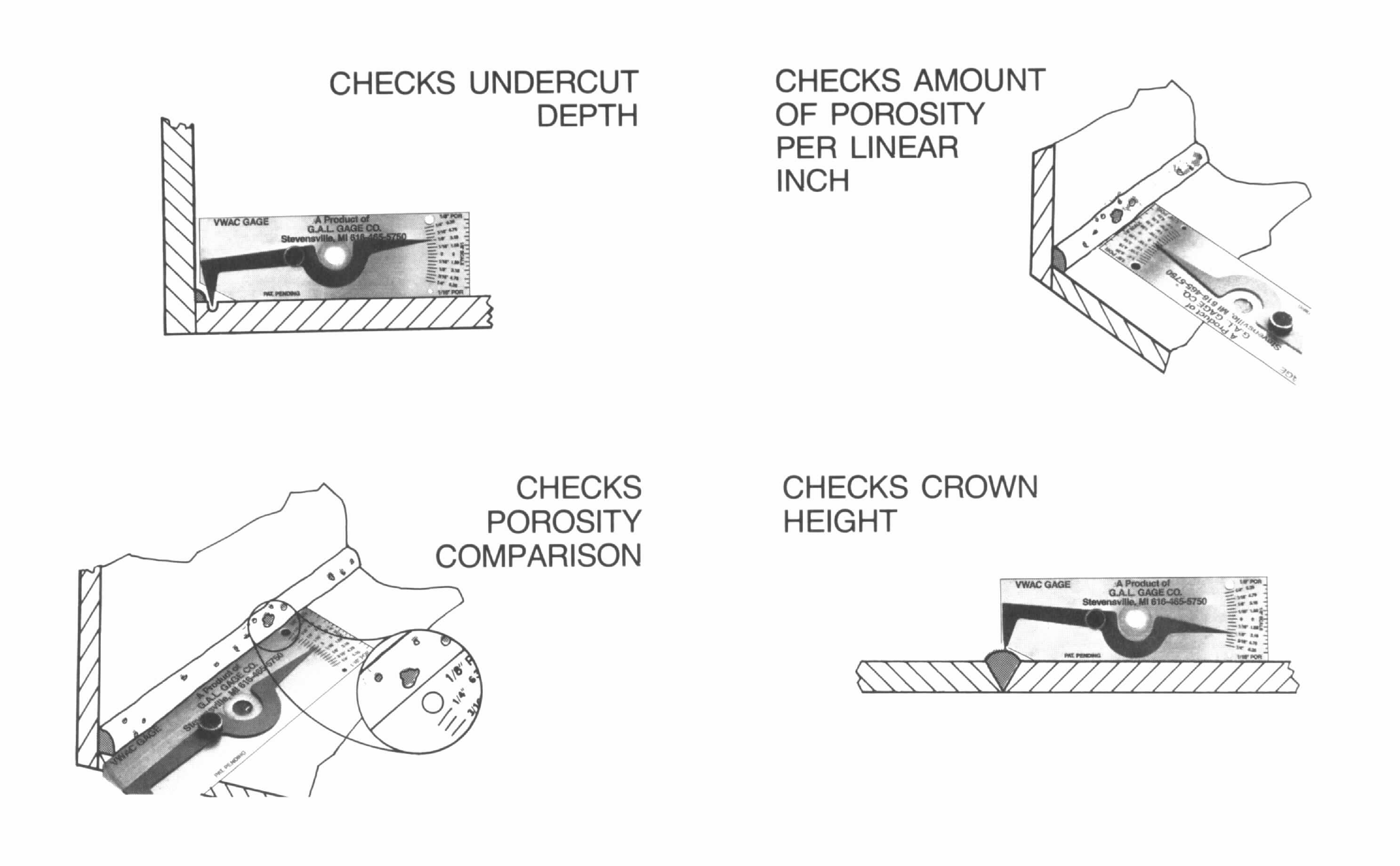 Welding Gauge Gage Set Test Ulnar Welder Inspection Gauge Inch & Metric for a Variety of Measurement Fillet Weld Gauge 