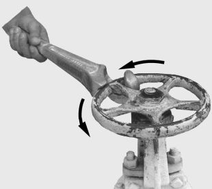turning valve handle counter clockwise